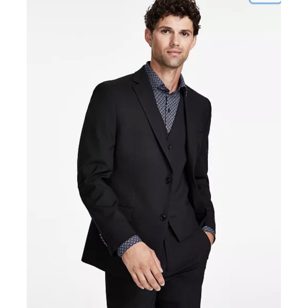 Alfani Mens Slim-Fit 2-pc Suit Jacket Black 42 Long Pants 38W 34L